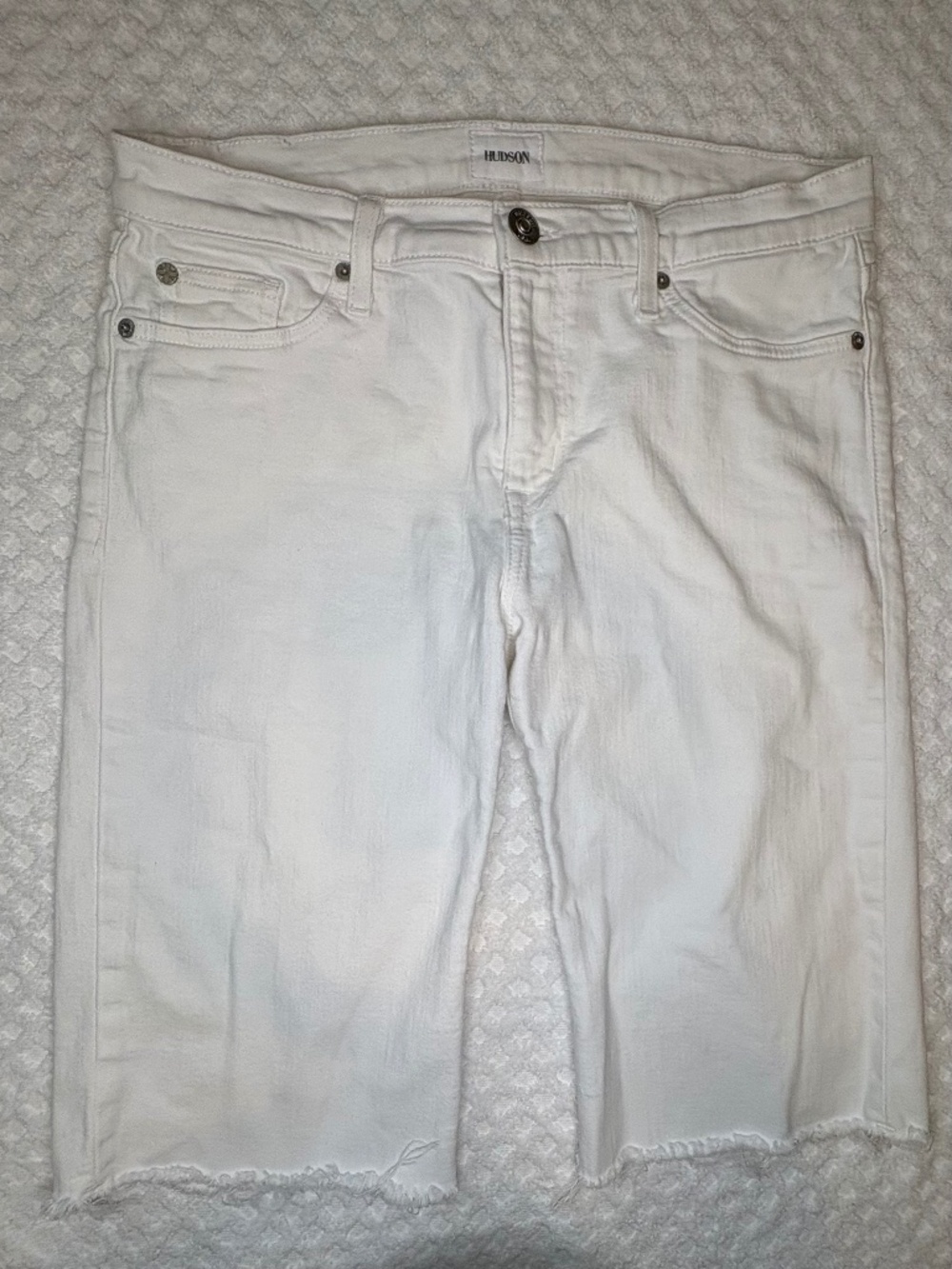 Hudson White Denim Cutoff Shorts | Size 29